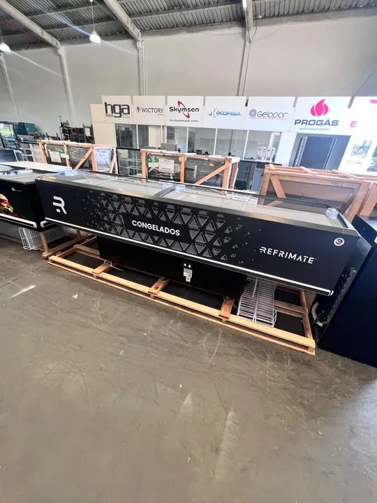 Ilha 3m para congelados vidro semi curvo - pronta entrega 