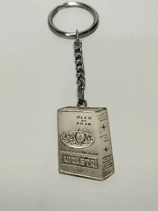 Chaveiro Antigo Óleo de Soja Violeta Metal