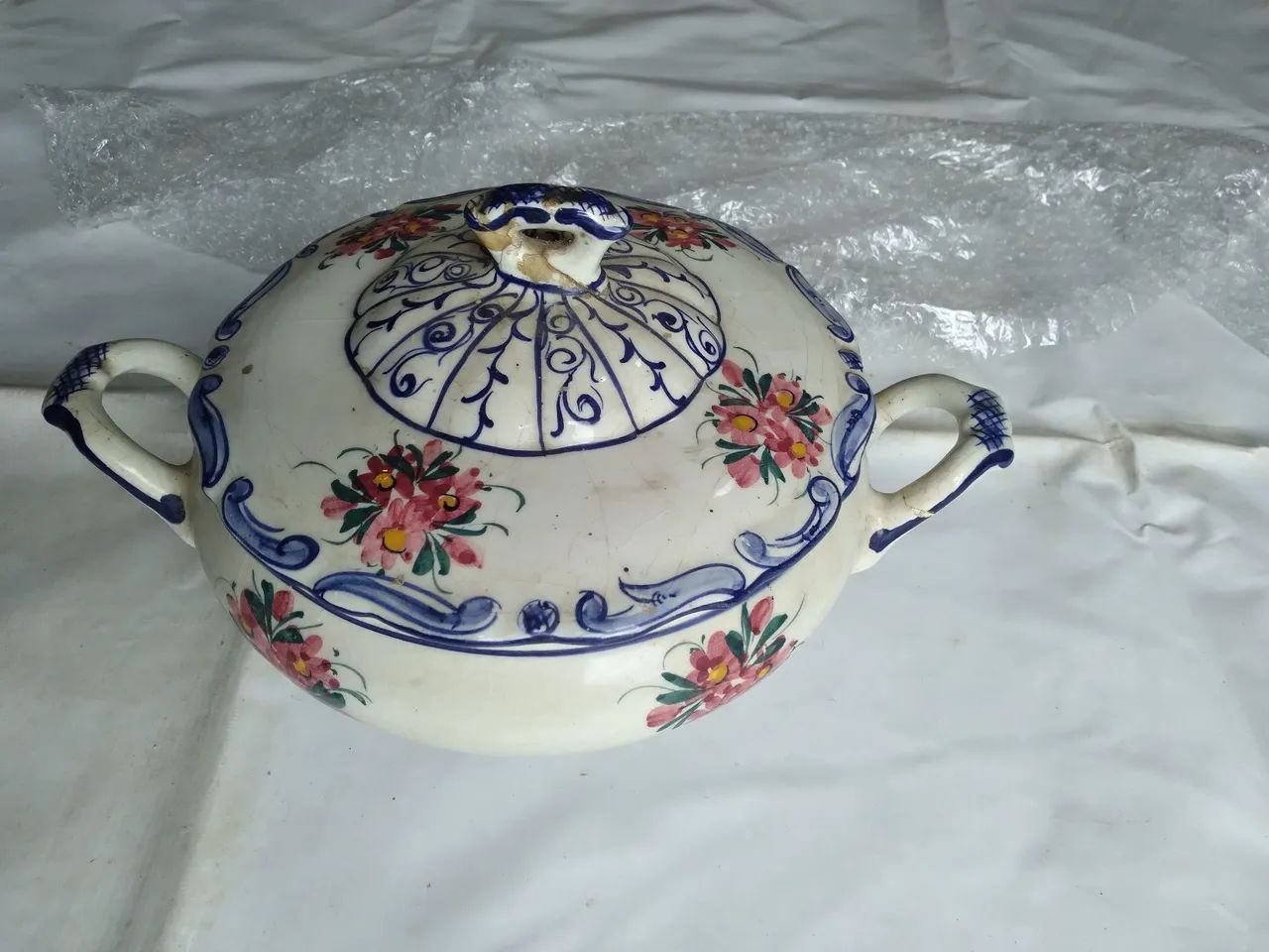 Terrina sopeira cerâmica antiga- Floral