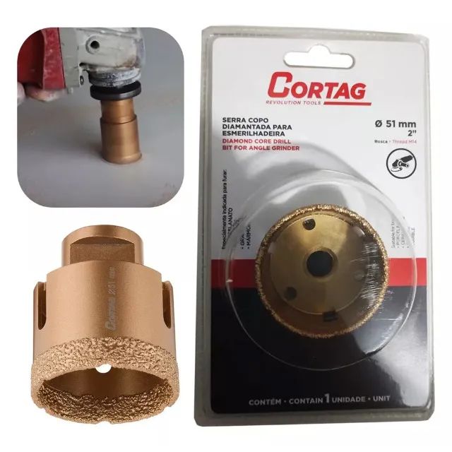 Serra Copo Diamantada Para Esmerilhadeira 51mm Cortag - Foto 3