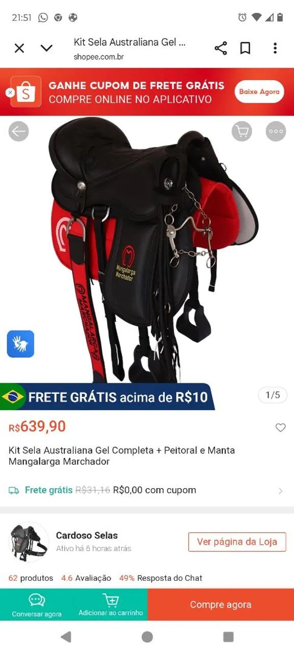 Cela de cavalo pouquíssimo usando 