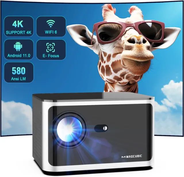 Projetor Magcubic HY350 Pro 580ANSI Android 11 4K Foco eletrônico Controle Bluetooth Novo!
