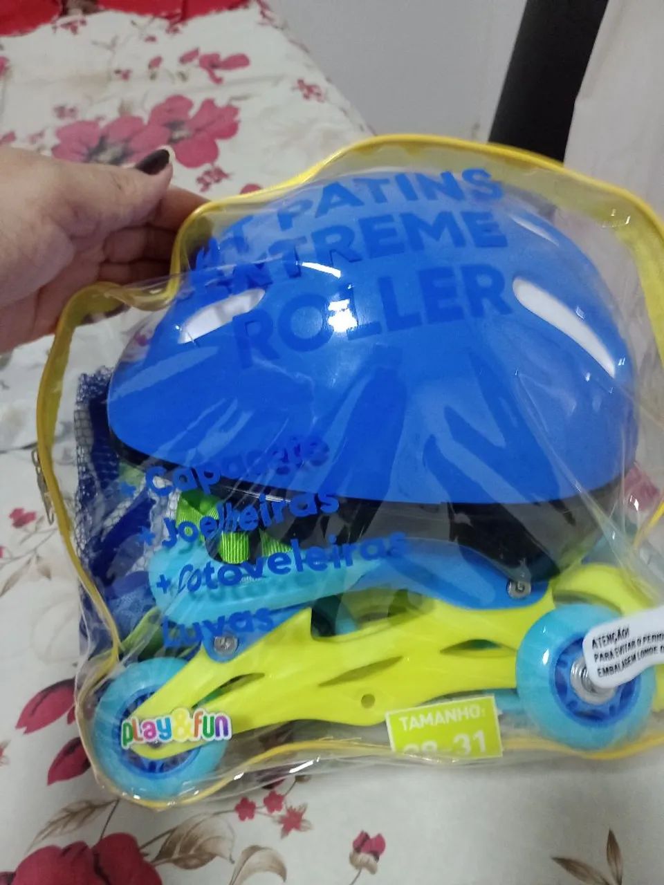 Patins Inline Infantil Play & Fun - Azul e Verde - Foto 5