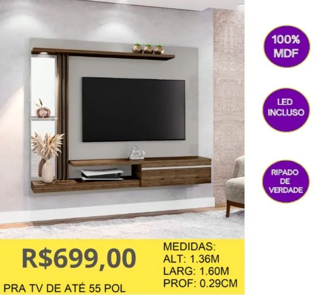 PAINEL DE SALA COM LED A PRONTA-ENTREGA 