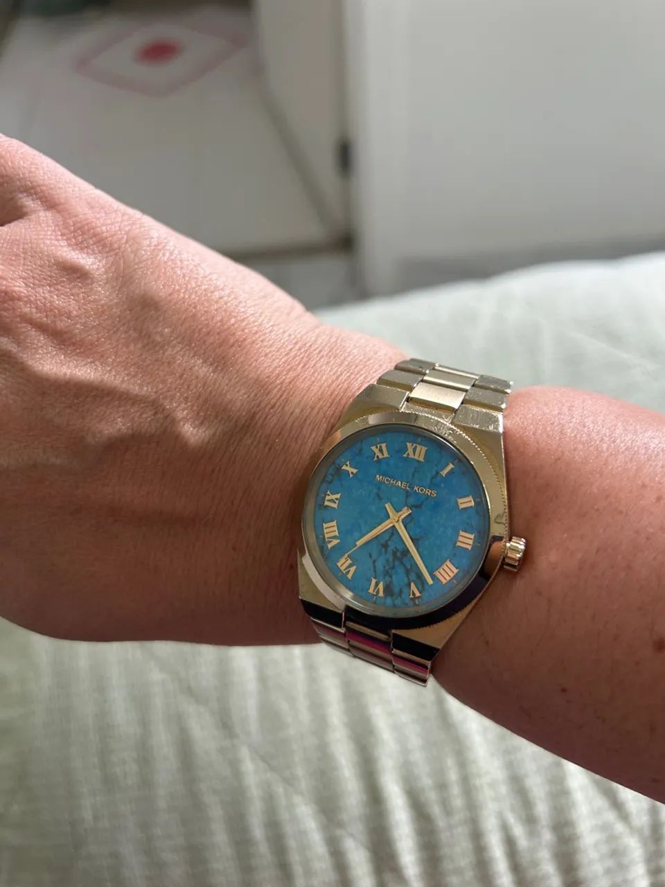 Relógio Michael Kors Azul Turquesa Dourado