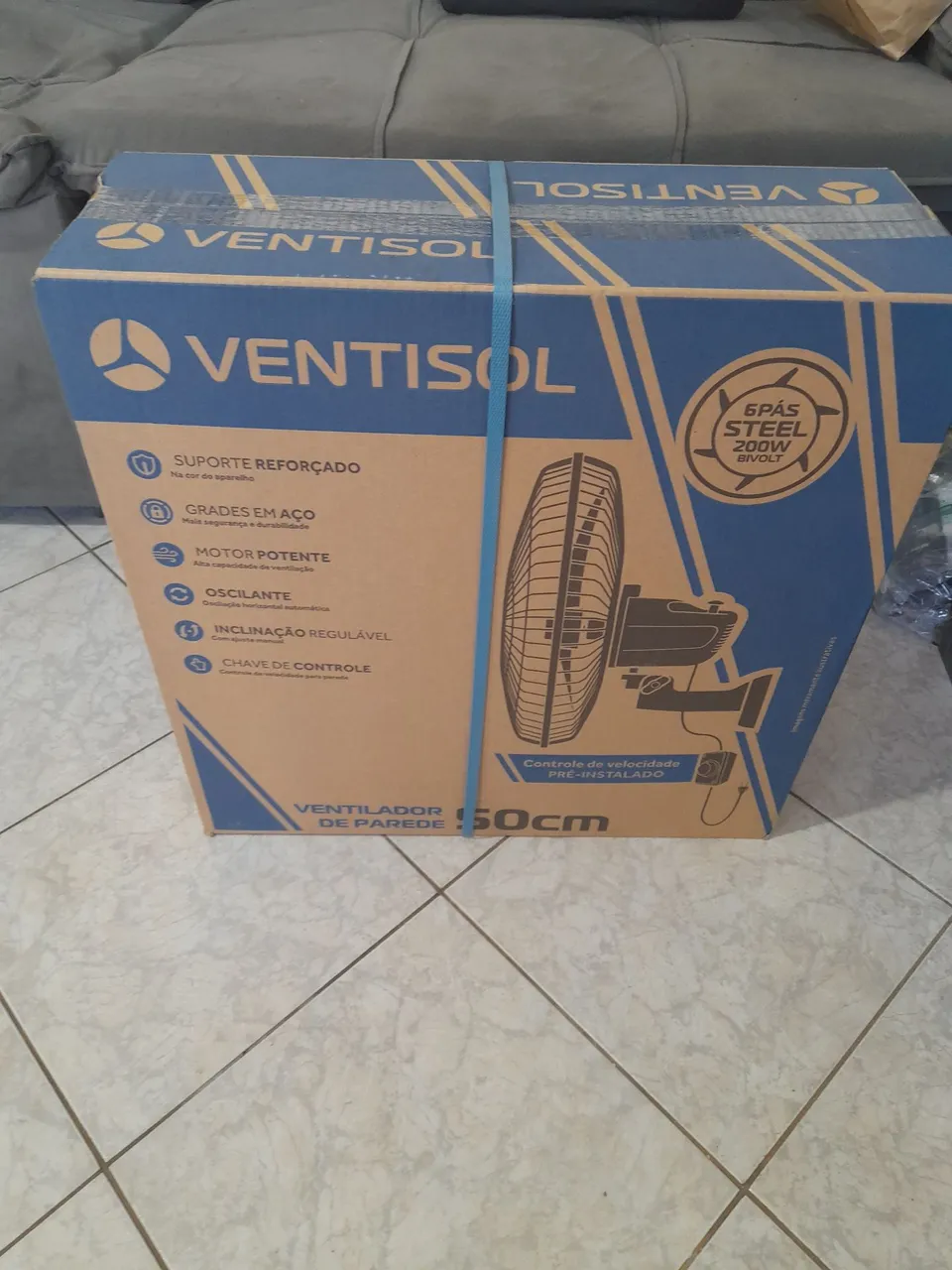 Ventilador de Parede Ventisol 50cm - 6 Pás Steel