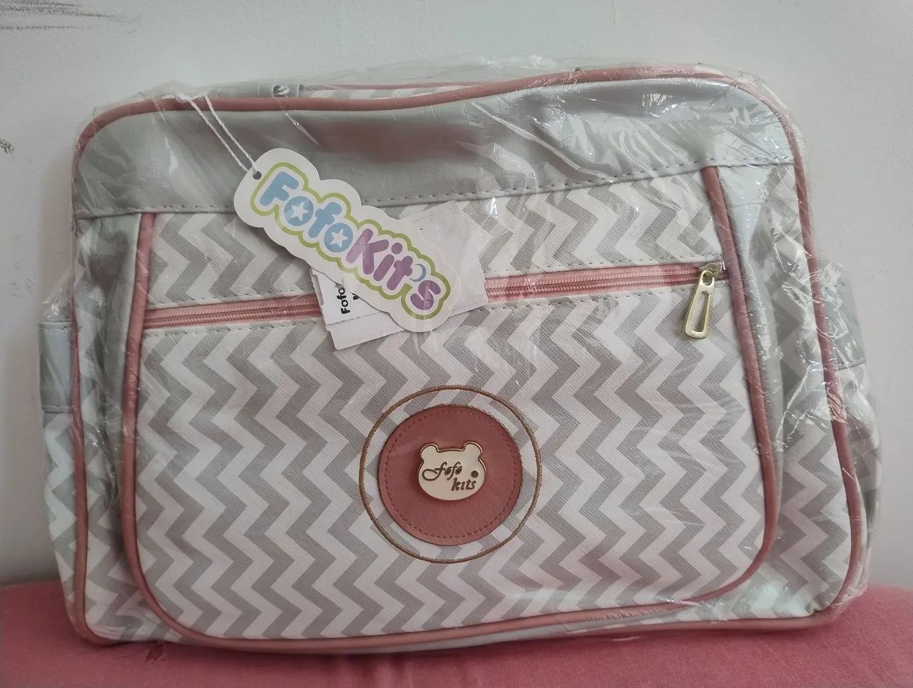 Bolsa Maternidade Fofo Kits Cinza e Rosa - Foto 2