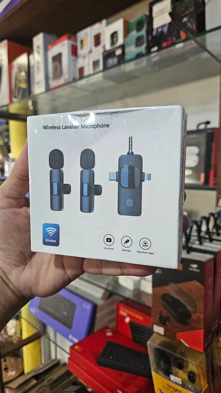 Microfone de lapela sem fio 3 em 1 