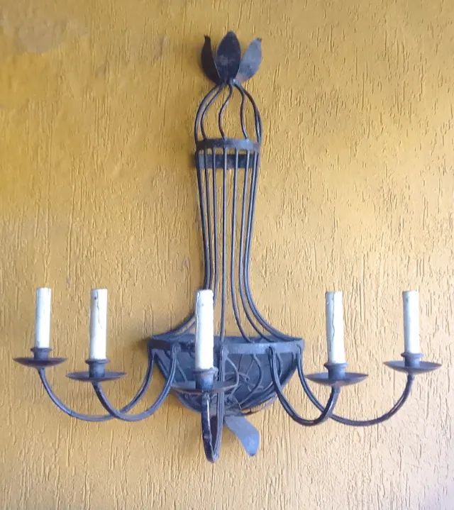 Antigo lustre luminária Parede Ferro forget estilo medieval para parede cinco braços * - Foto 4