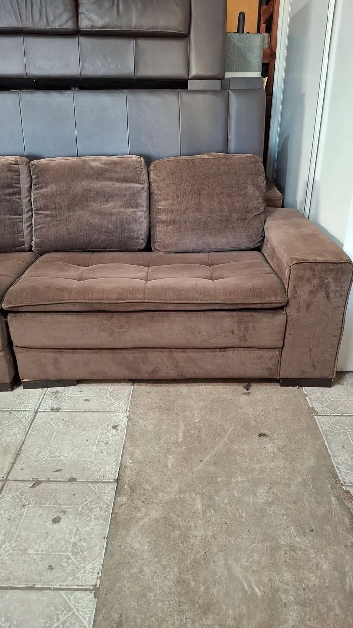 Sofá bipartido 2,70cm Marrom Confortável - Foto 2