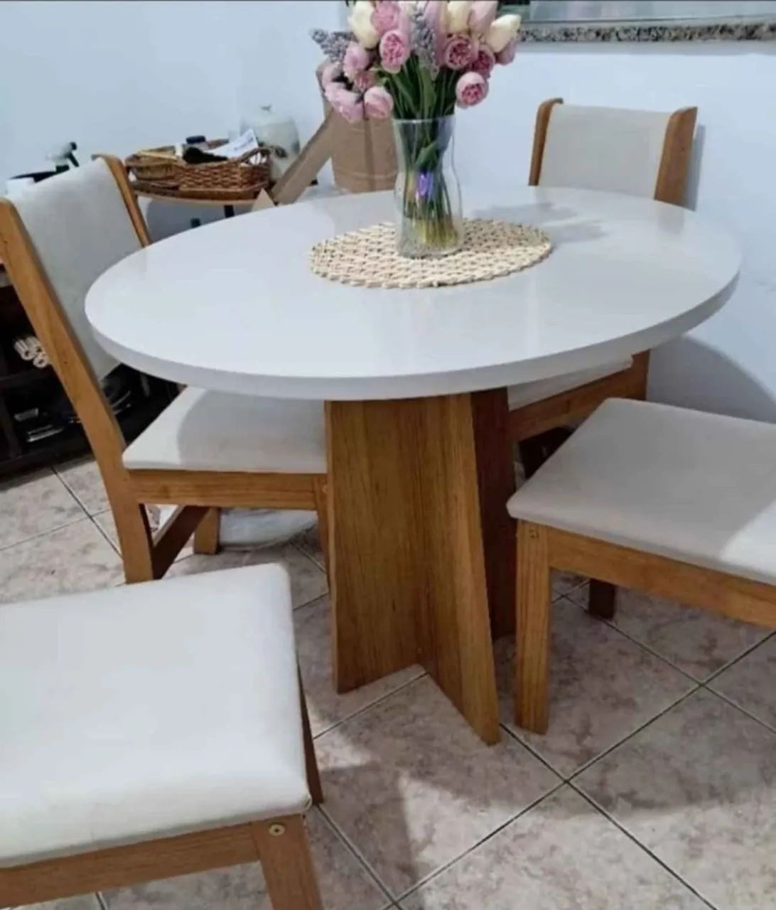 Mesa de Jantar Redonda com 4 Cadeiras / pague na entrega - Foto 4