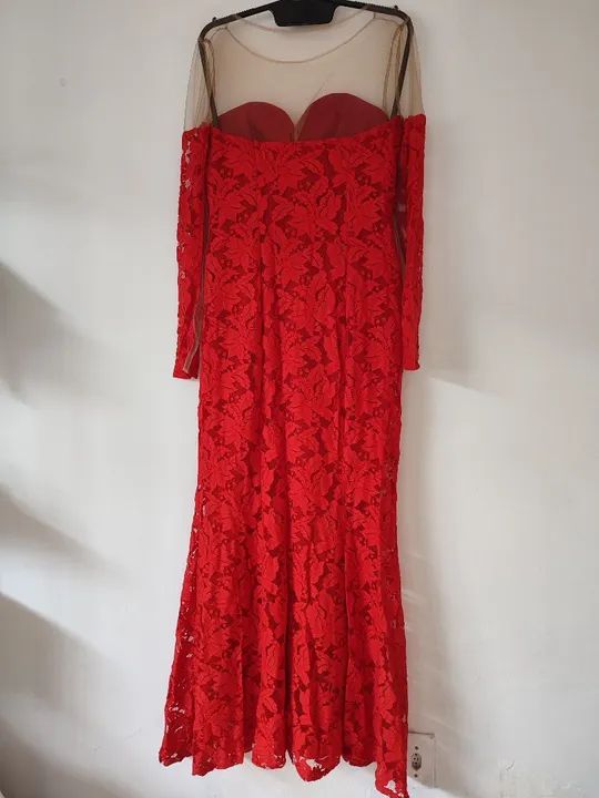 Vestido de renda vermelho longo - Foto 5