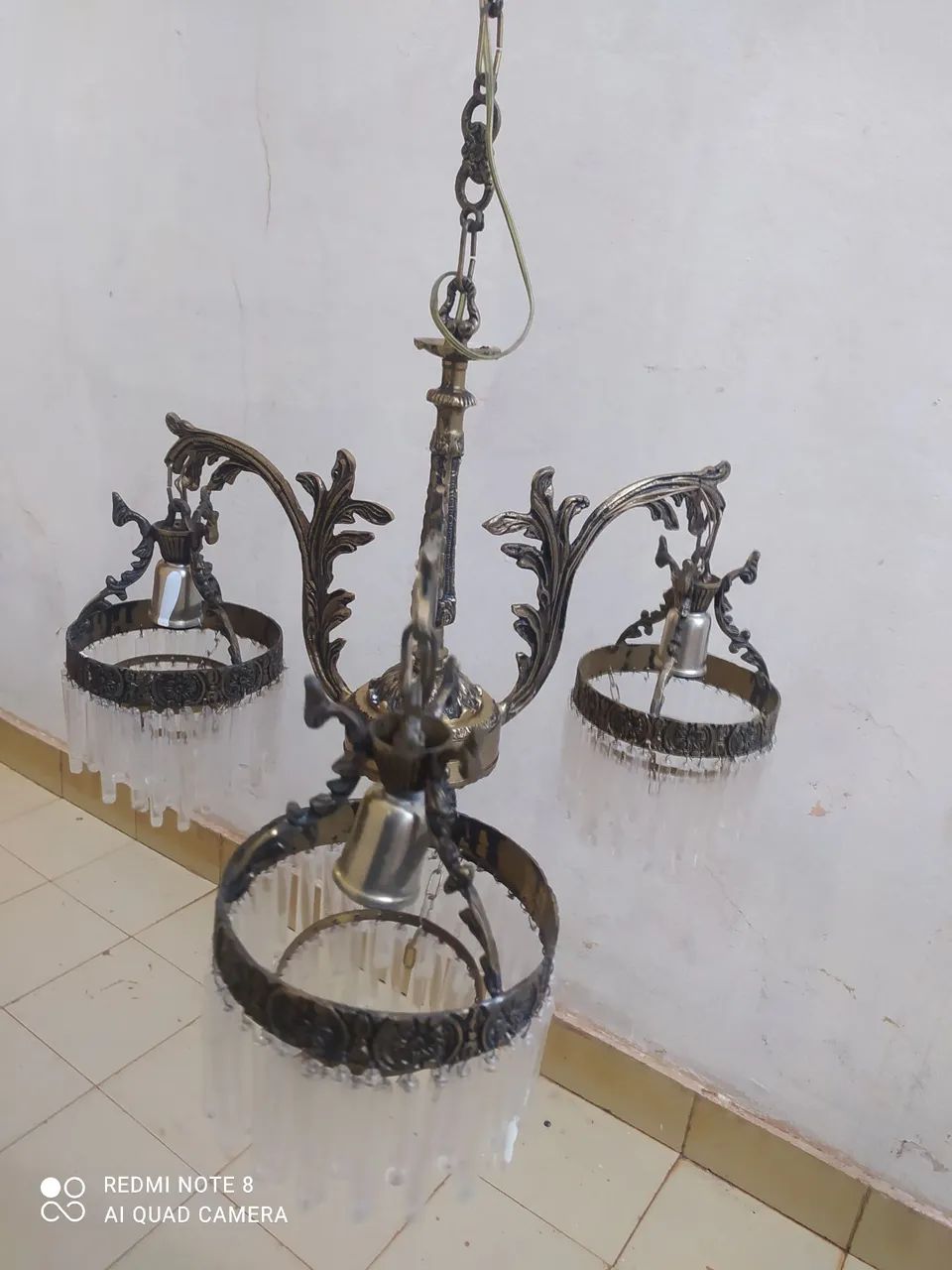 Lustre antigo estilo francês 3 em 1 bronze  - Foto 3