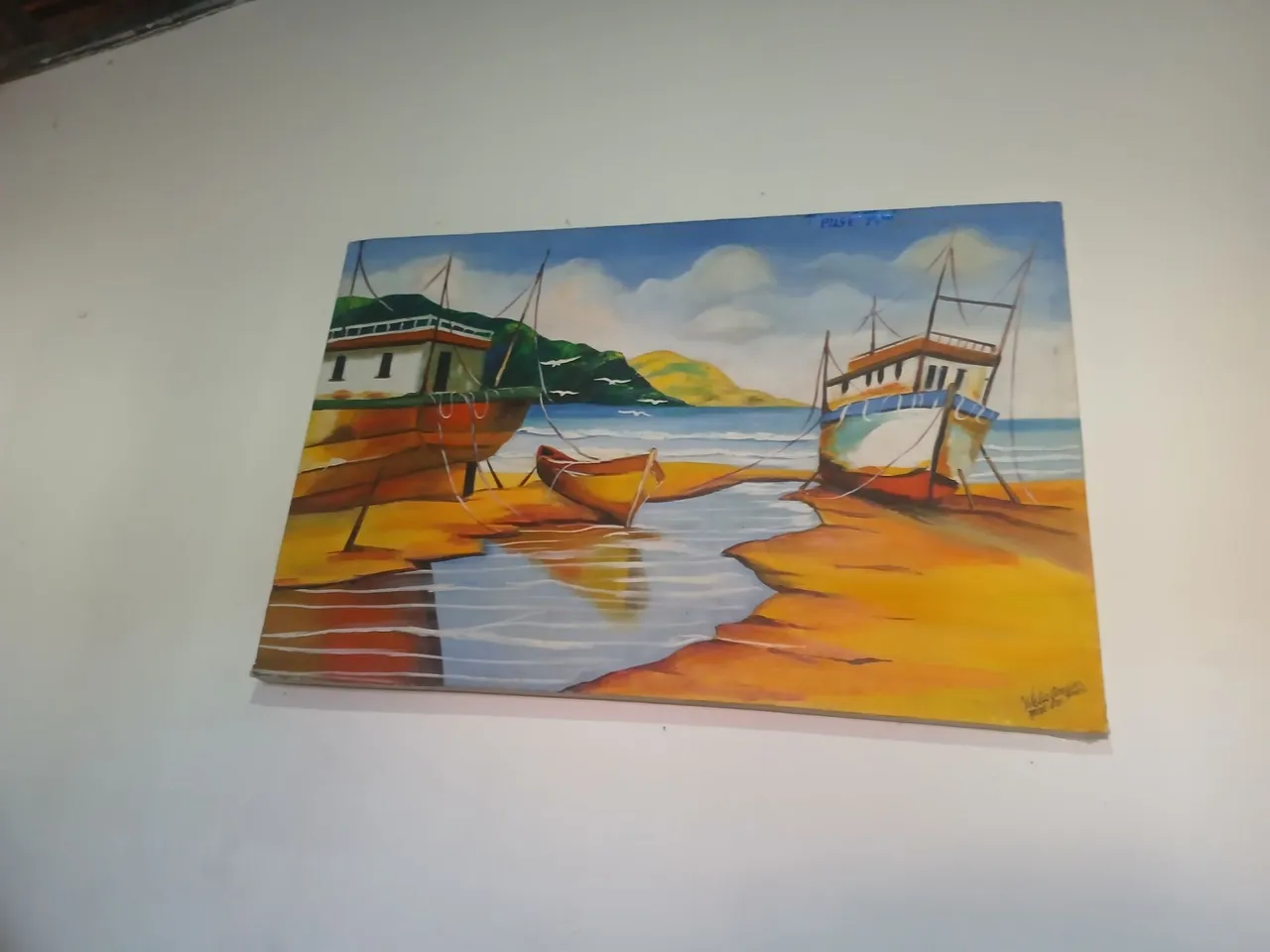 Quadro Paisagem Marinha com Barcos