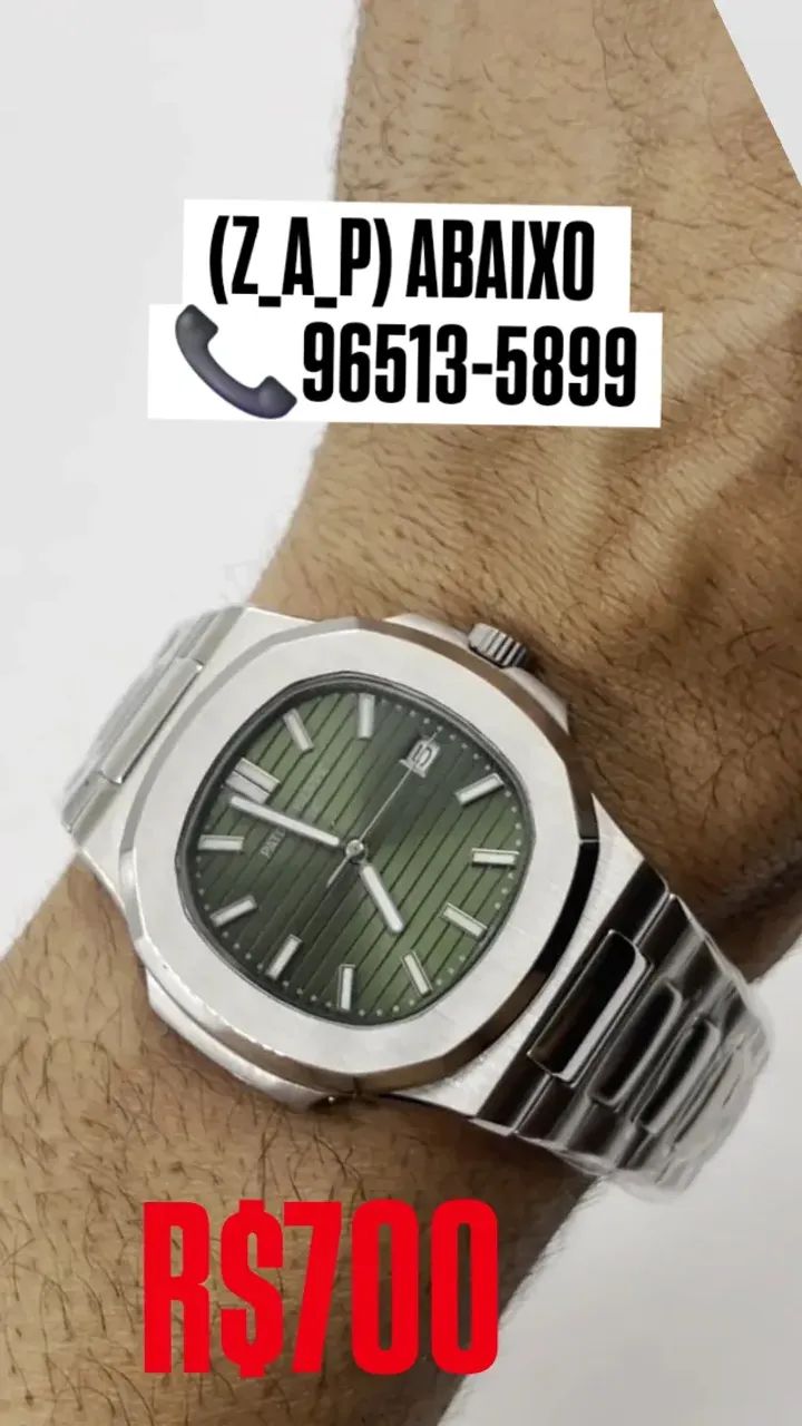 Relógio PATEK PHILIPPE AUTOMÁTICO  - NAUTILUS - FUNDO VERDE 