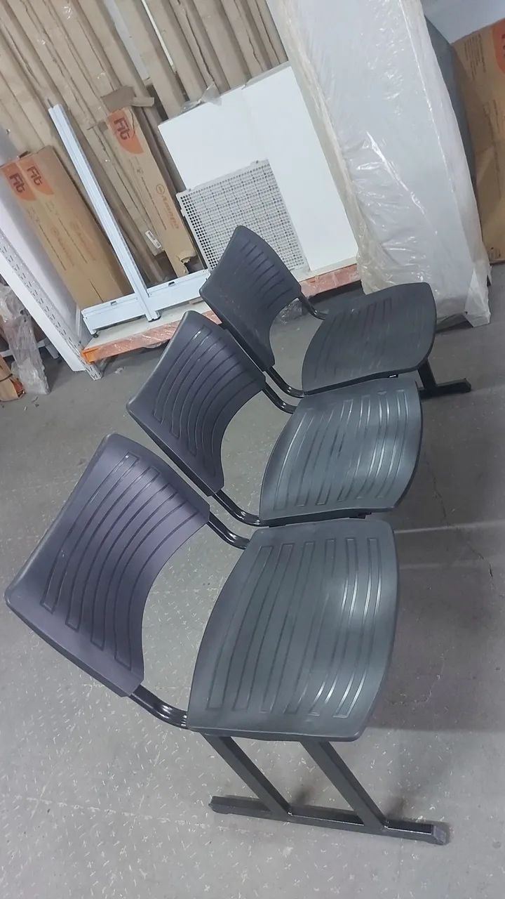 Cadeiras juntas PVC pés aço para recepção * - Foto 5