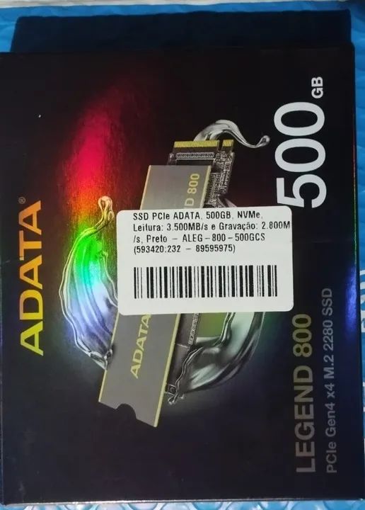 *LACRADO* SSD NVMe 500GB ADATA Legend 800 | Leitura 3.500MB/s e Gravação 2.800MB/s