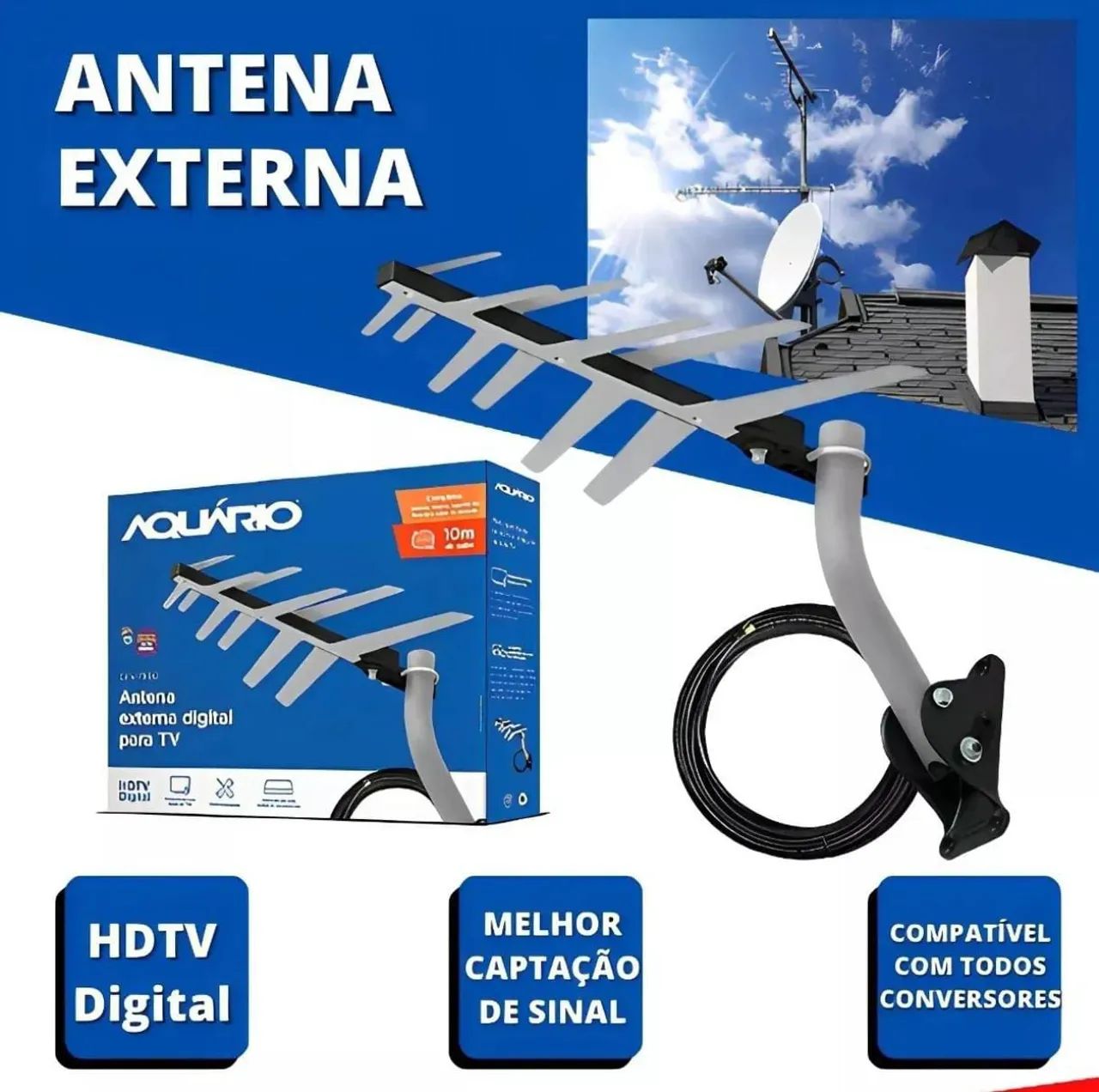 Antena Externa para Tv Aquário 