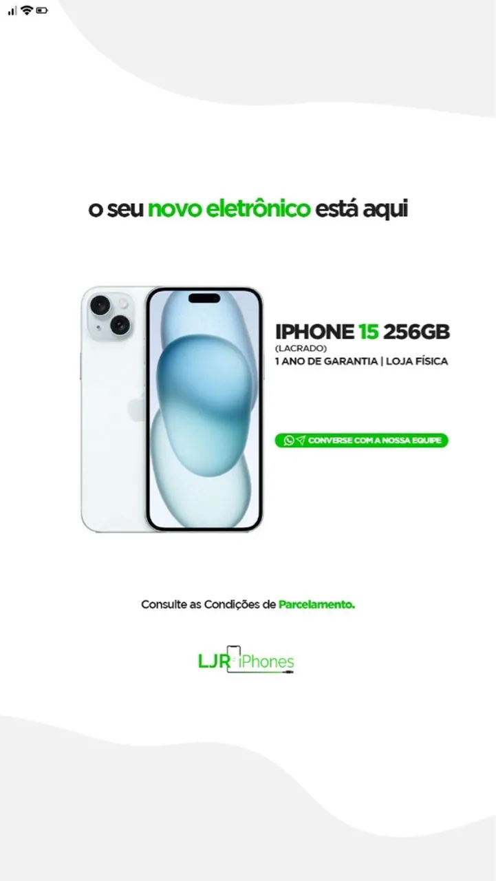 IPHONE 15 256GB - NOVO LACRADO - 1 ANO DE GARANTIA - LOJA FÍSICA