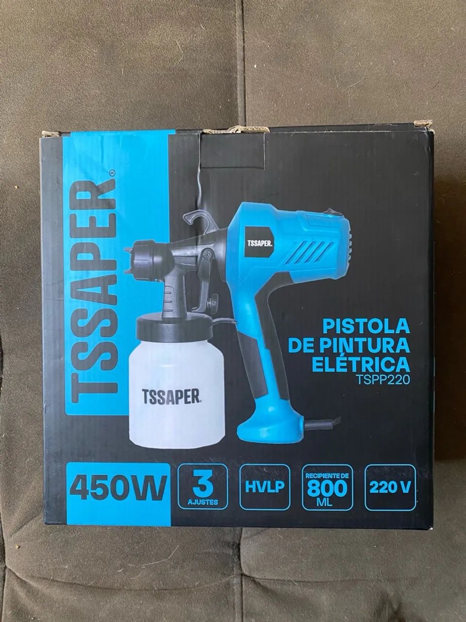 Pistola De Pintura Elétrica Pulverizadora de Tinta c/ compressor 450w Bico Metal - TSSAPER - Foto 3