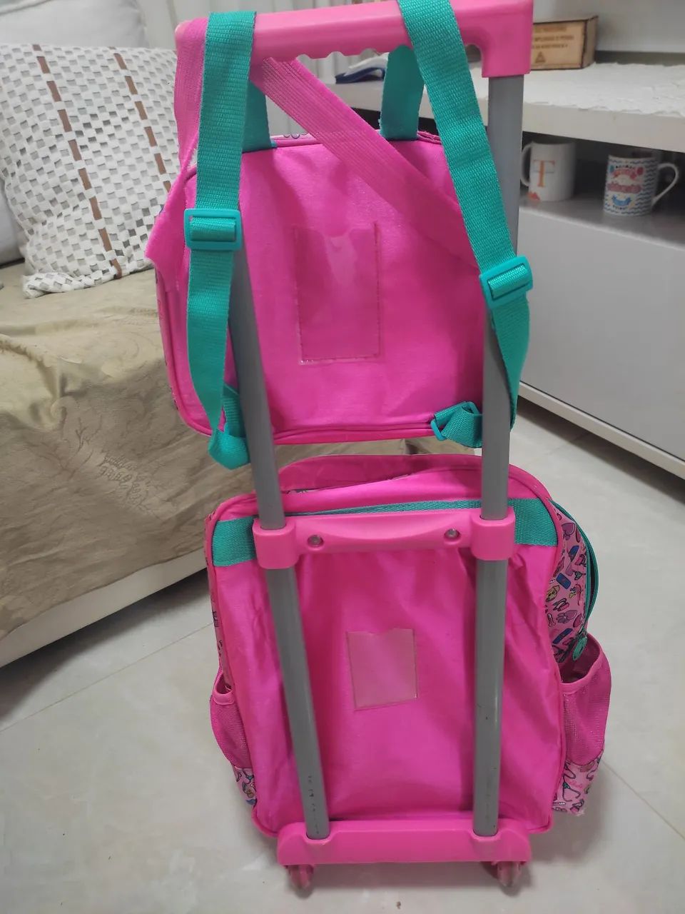 Mochila infantil feminina com rodinhas  - Foto 3