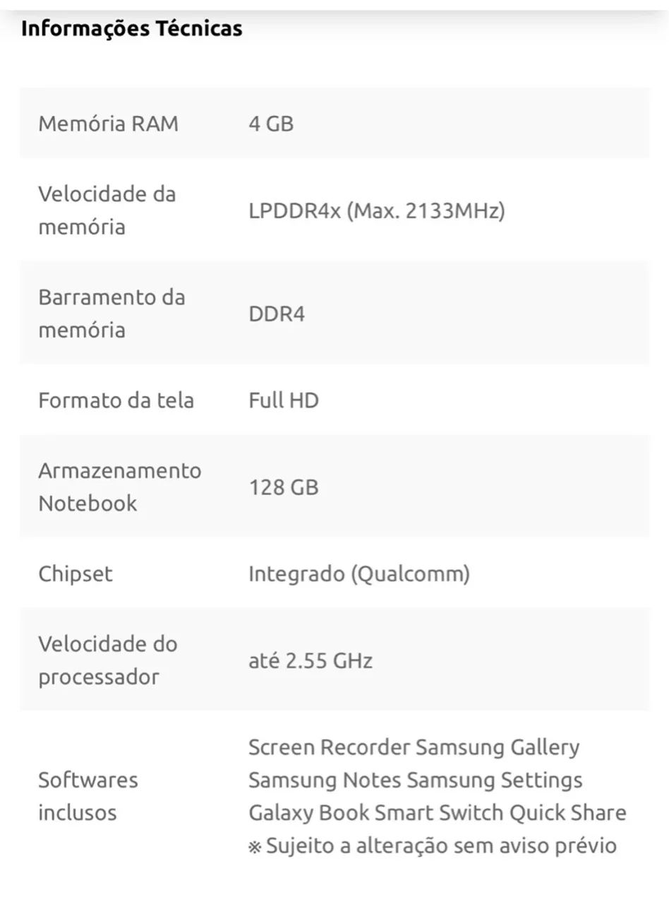 Notebook Samsung Galaxy Book Go Snapdragon 4/128GB - Foto 2