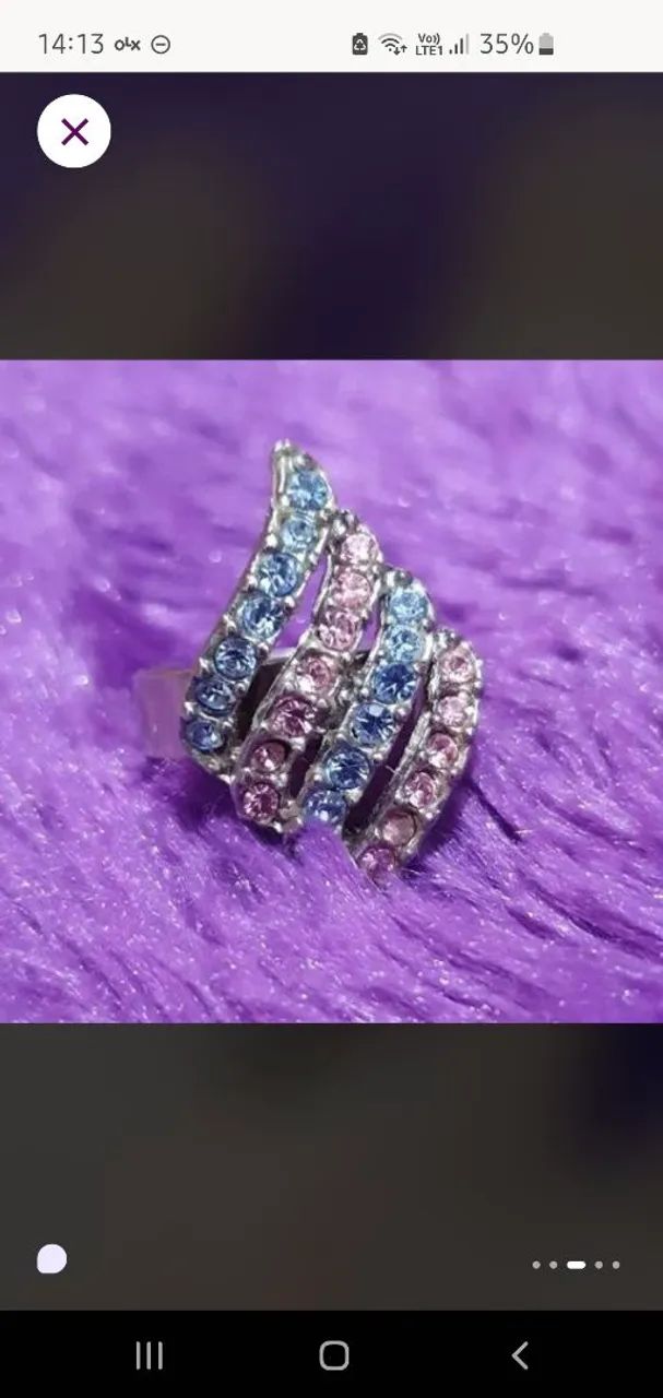Anel regulável strass Azul e Rosa - Foto 3