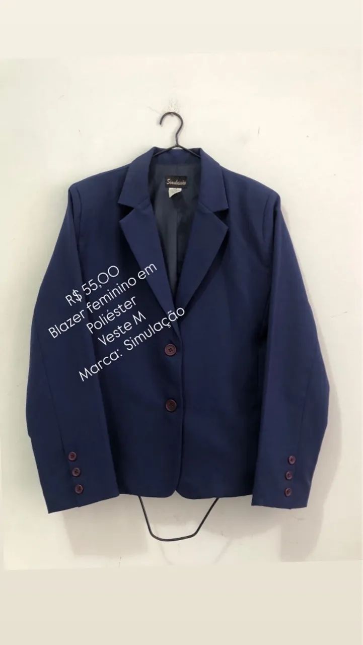 Blazer feminino M (azul marinho) - Foto 2