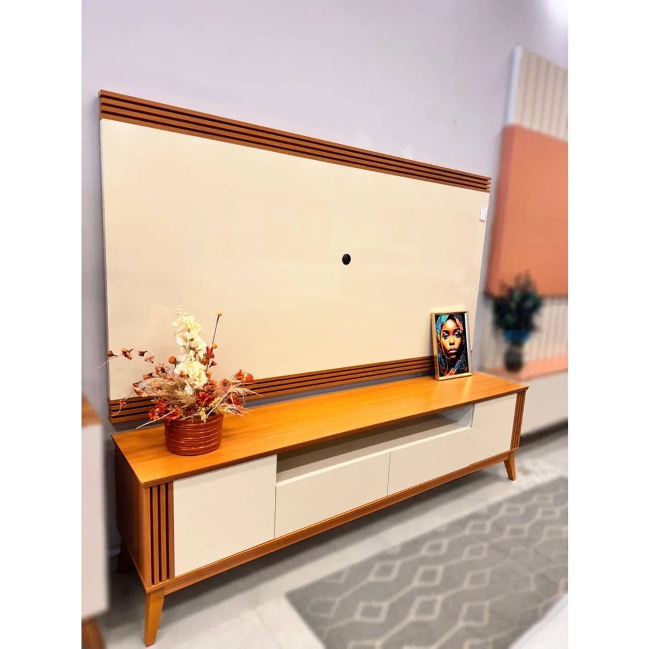 Rack Com Painel Legacy 2.0 75 Polegadas - Off White/Cedro - Foto 2