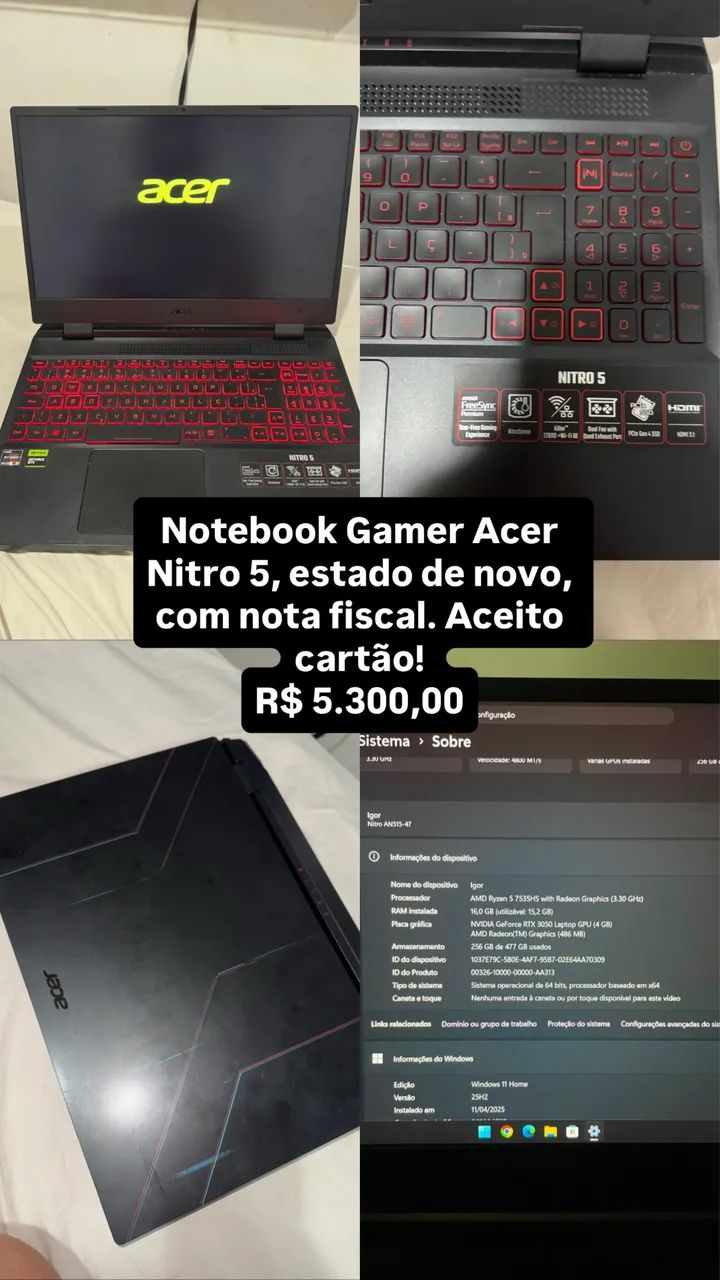 Notebook gamer arcer 