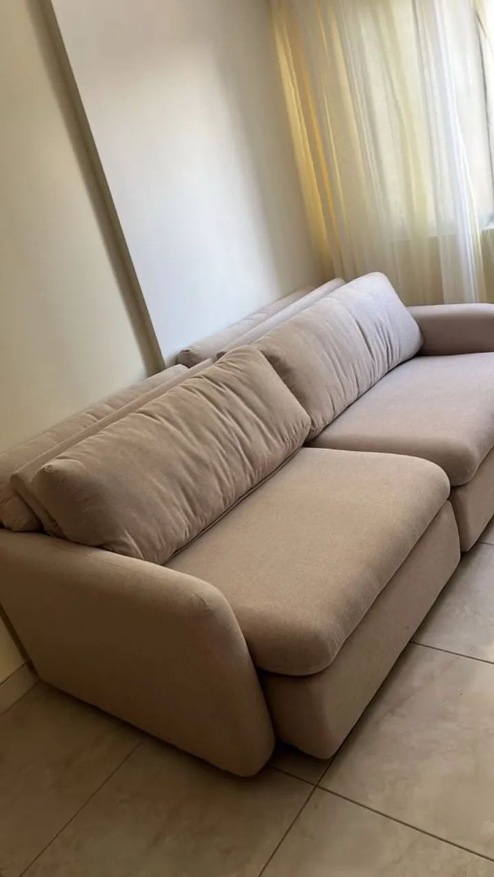 Sofá Retrátil Figma - Reclinável Para Sala, 210cm beger - Foto 4