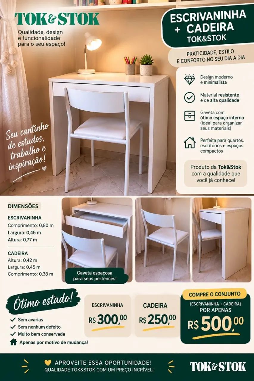Escrivaninha Tok e Stok e Cadeira