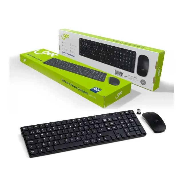 Kit Teclado e Mouse Sem Fio USB Get Compact 2