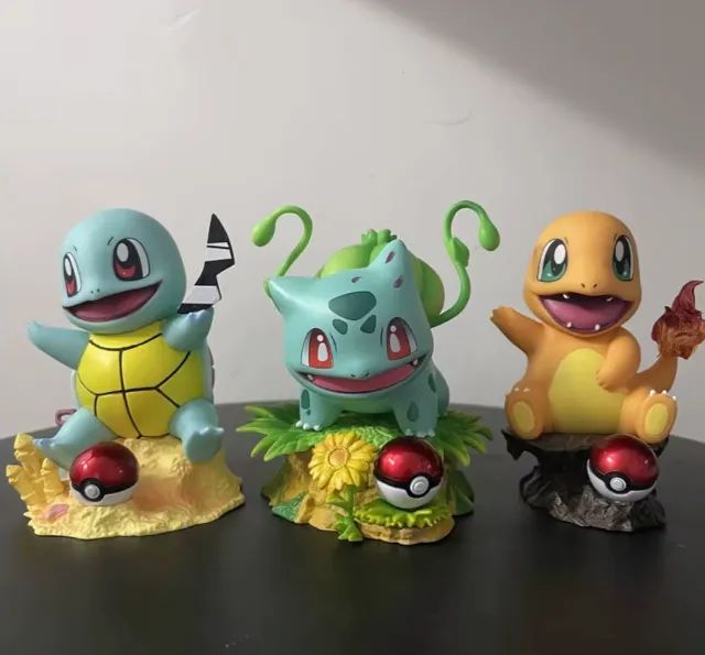 Kit 3 Bonecos Action Figure Bulbasaur Squirtle Charmander
