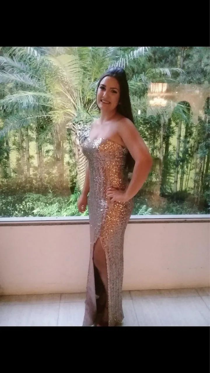 ? Vestido dourado de paetê à venda ? - Foto 3