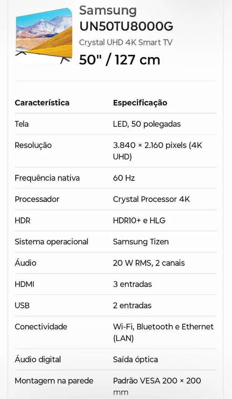 TV Samsung 50" danificada!