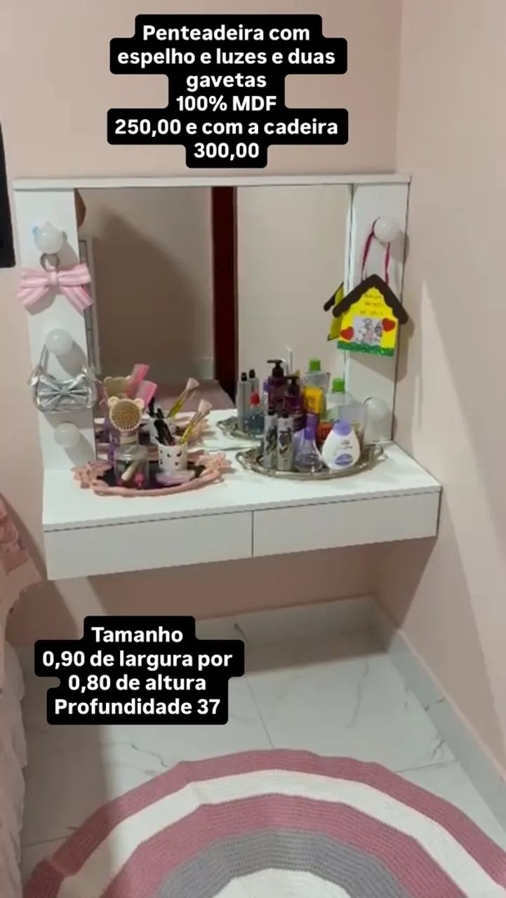 Vendo escrivaninha, nicho e penteadeira e 2 cadeiras