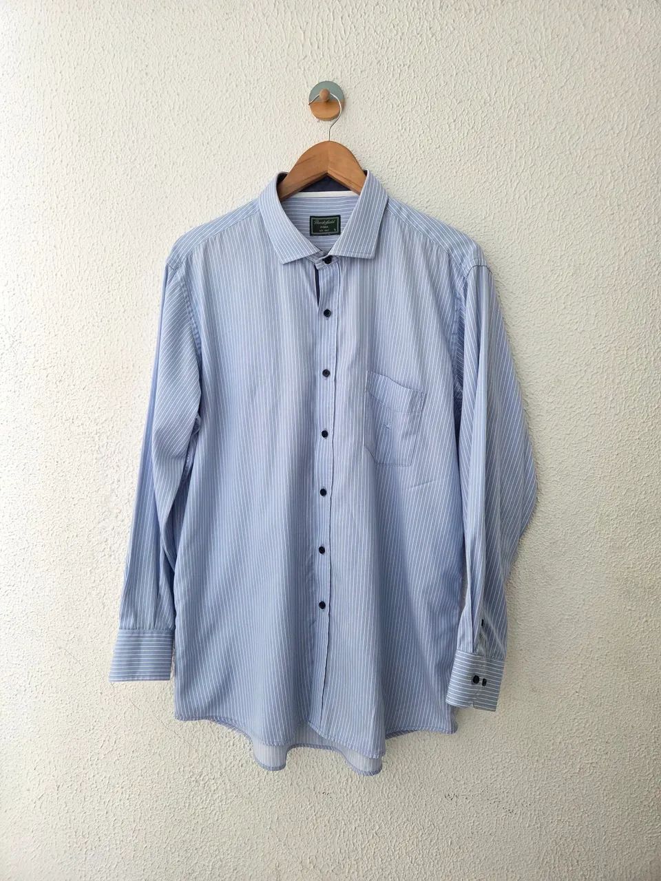camisa brooksfield pima listrada azul 5 - Foto 2