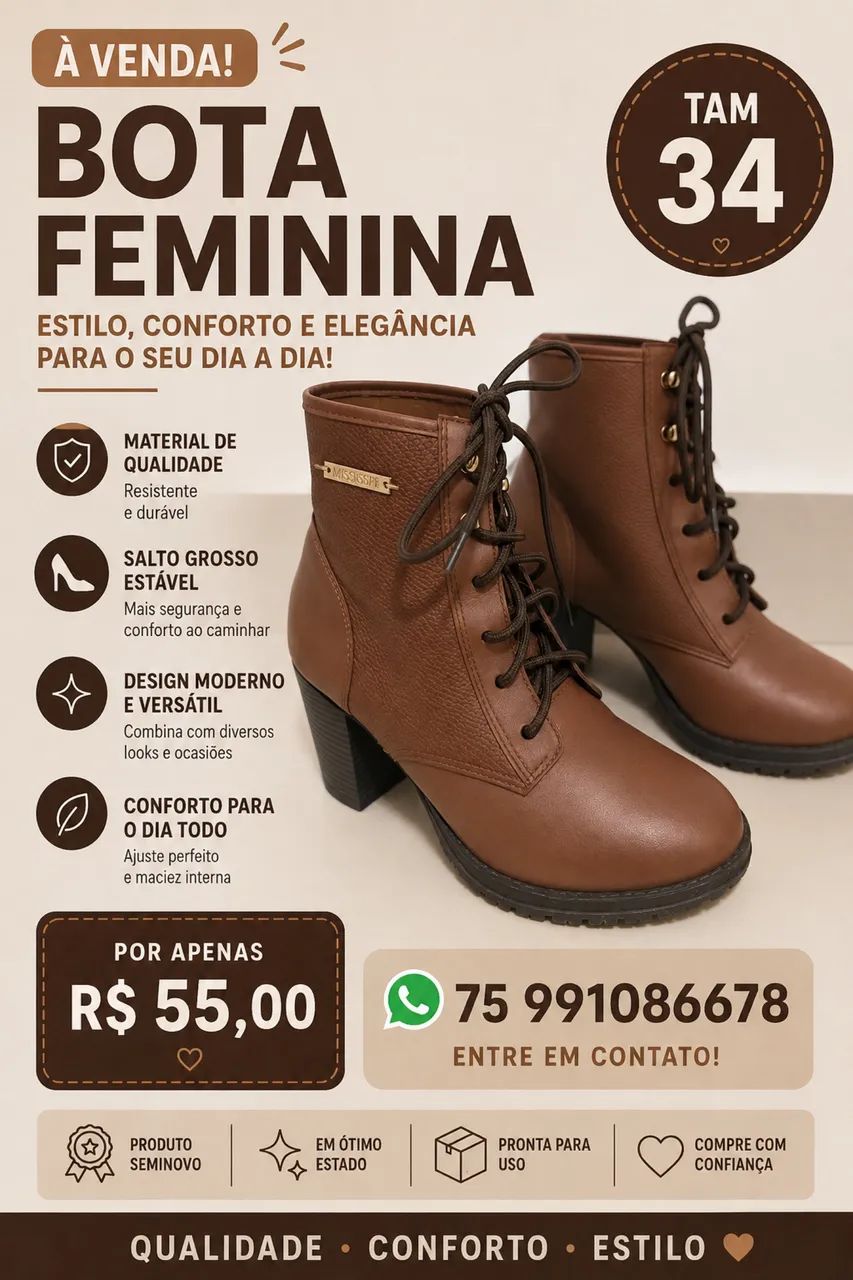 Bota coturno marrom Dakota