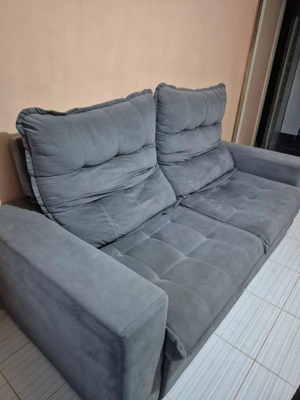 Sofá retrátil e reclinável 2M - cinza | otimo estado - Foto 4