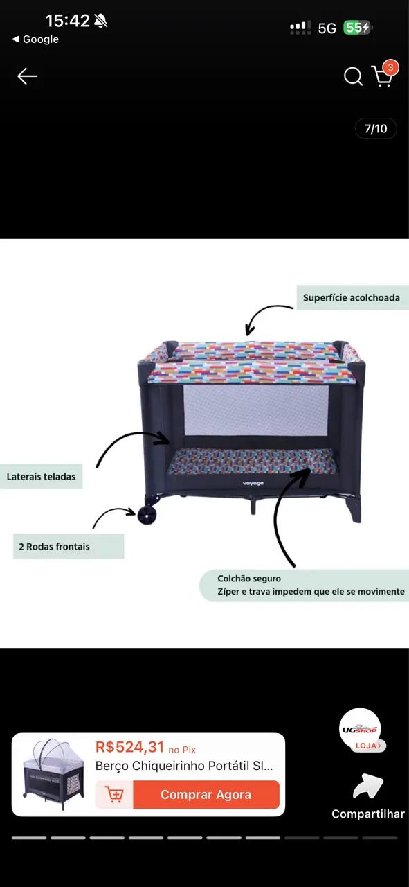 VENDO BERÇO E CARINHO DE BEBÊ - Foto 2