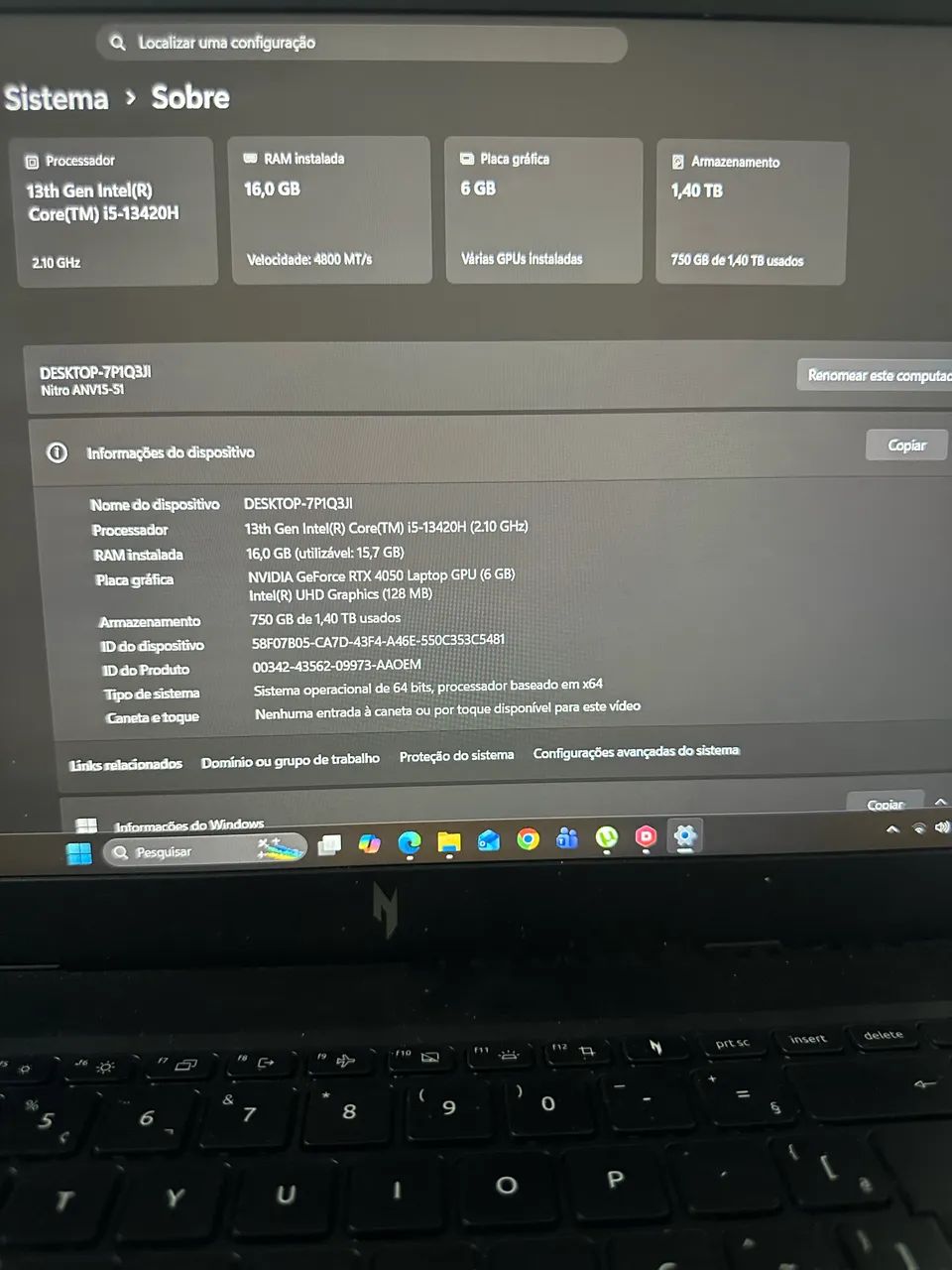 Notebook RTX 4050 16GB RAM + 1,5 TB de memória  - Foto 2