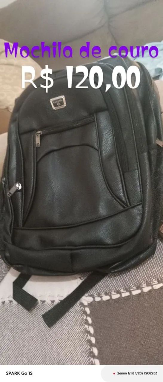 Mochila de couro grande reforçada 