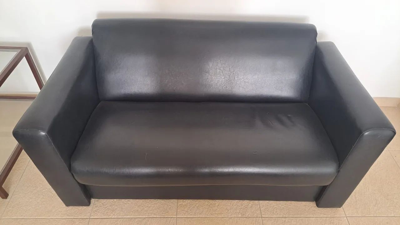 Sofá 2 Lugares em Corino Preto - Compacto 1,50 m - Foto 2