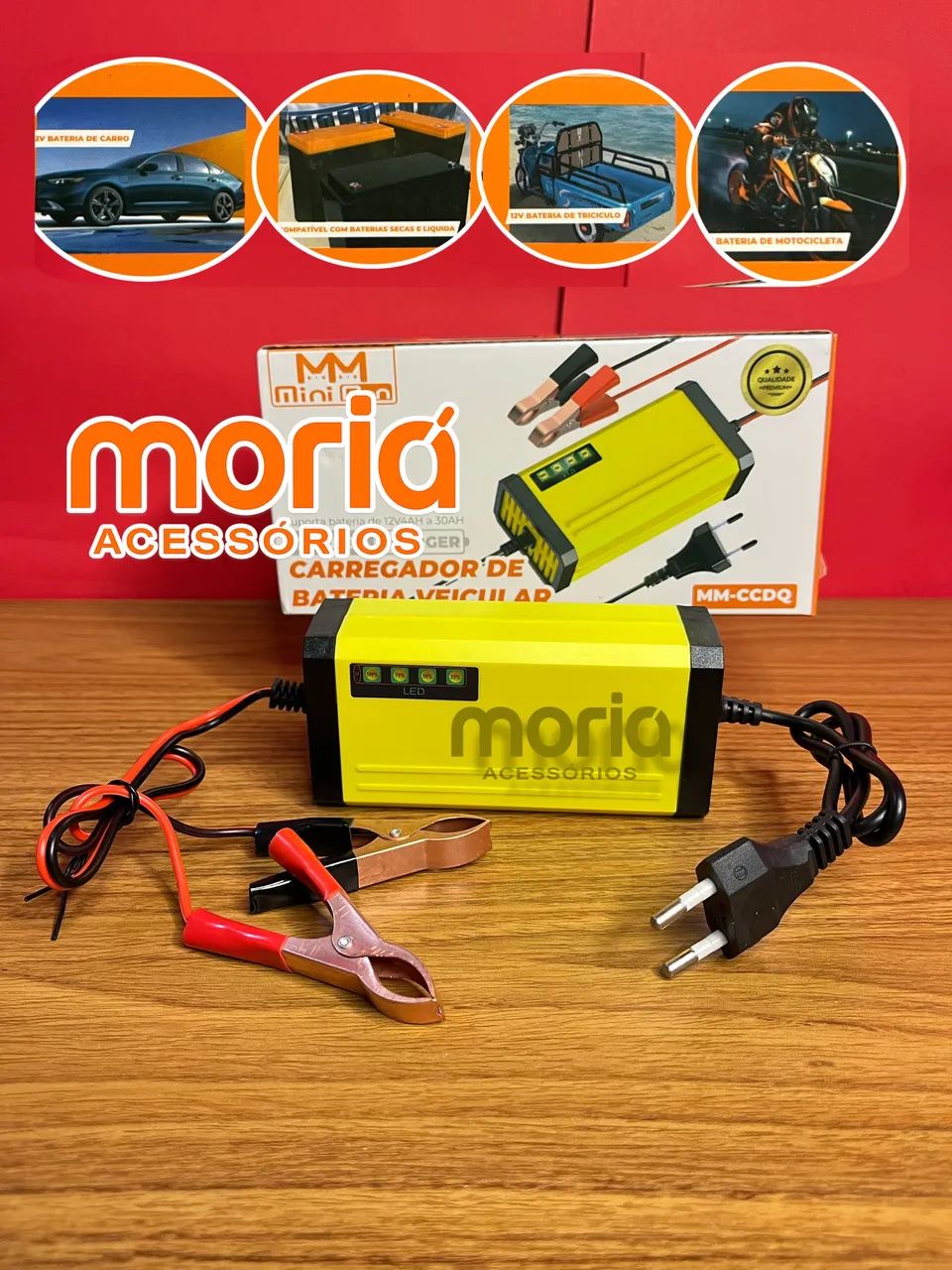 Carregador De Bateria, veicular Carregador Carro Automotivo Moto Bivolt - Foto 2