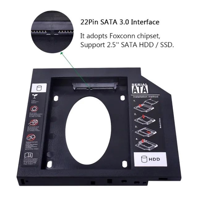 Adaptador Caddy  Hd Ssd  Gaveta Dvd Notebook 12,7mm  - Foto 3