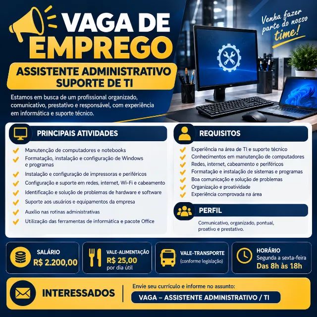 Assistente Administrativo com Suporte de TI - Foto 2
