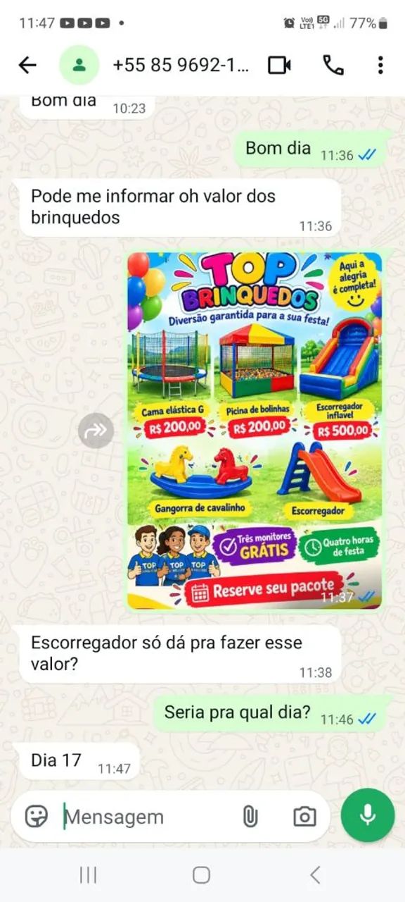 Aluguel de brinquedos 
