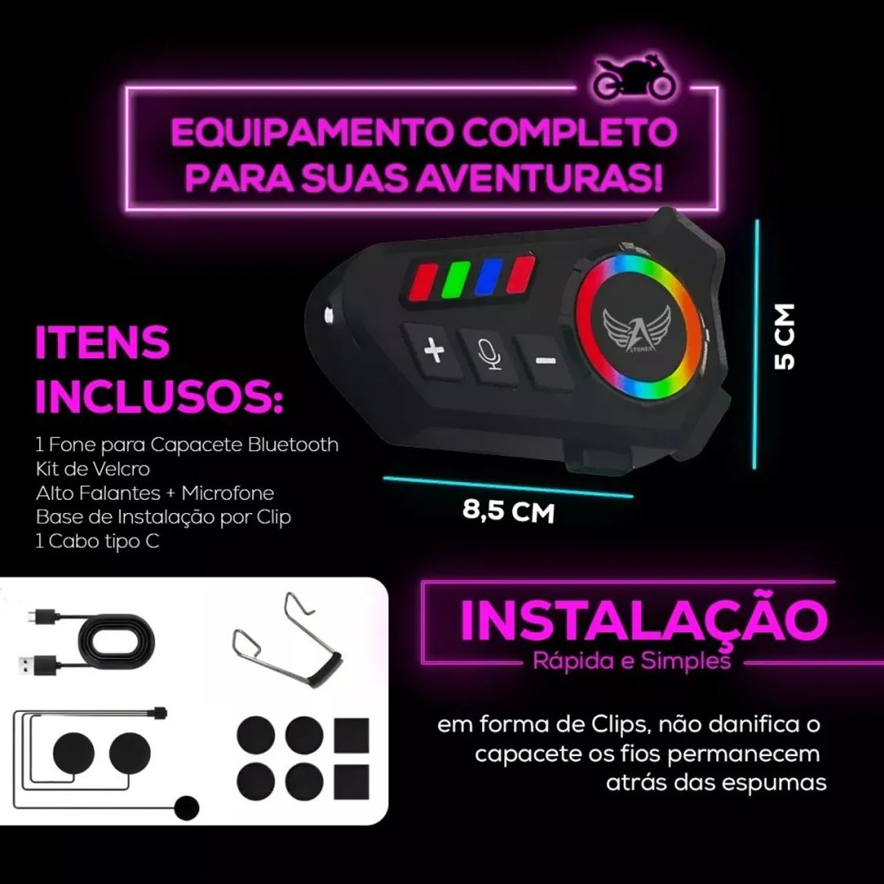 Auricular Bluetooth para casco de motocicleta Altomex B07 - Foto 2