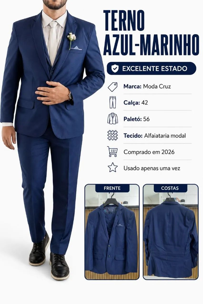 Terno completo azul marinho ( Blazer e Calça)
